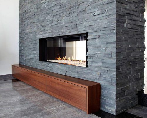 Chimenea doble cara 4 Efecto Piedra